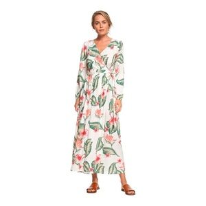 Roxy NWT Womens Taste of Tomorrow Maxi Tropical Wrap Dress S